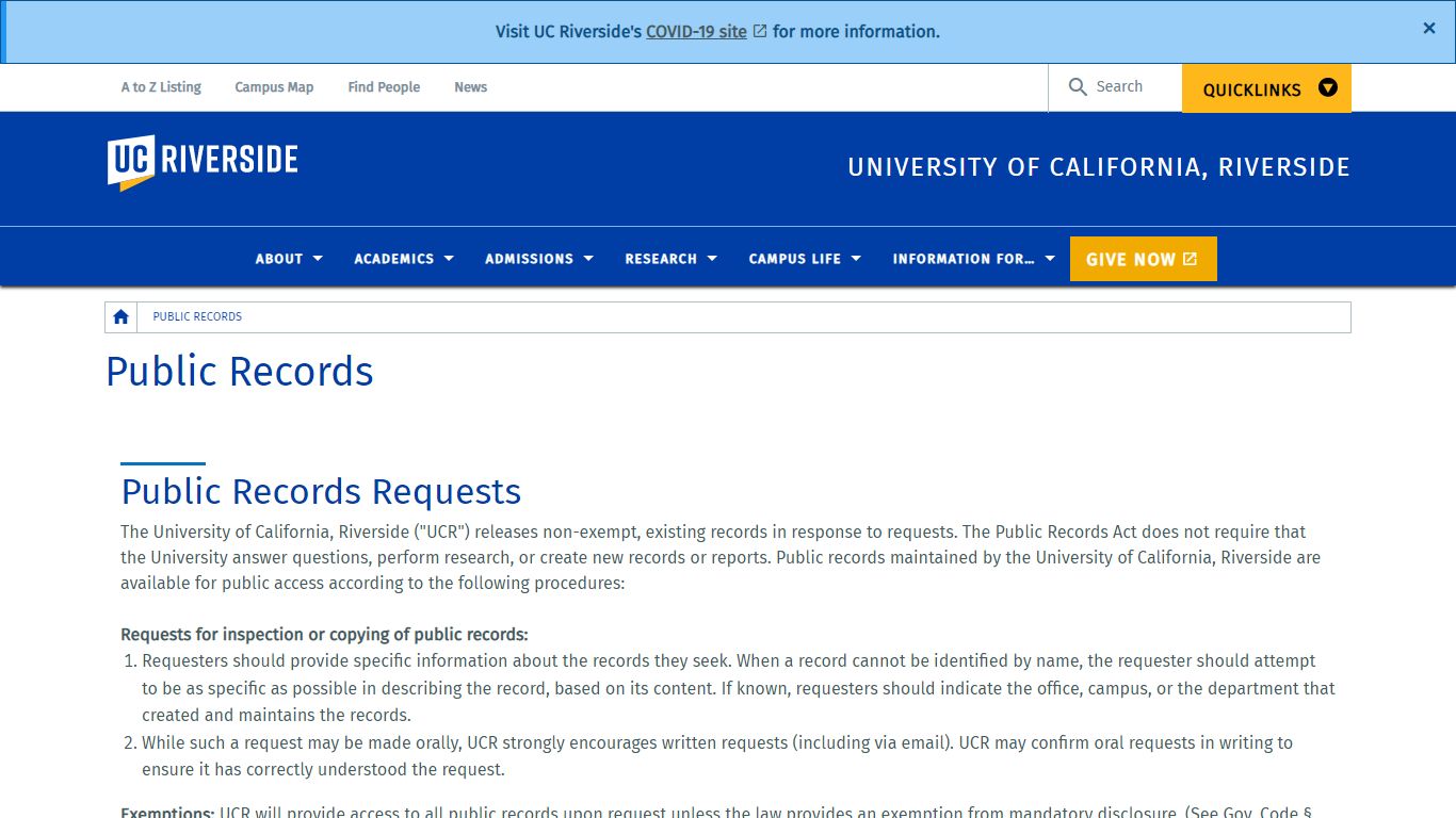 Public Records | University of California, Riverside